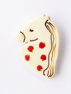 Брошь ручной работы «Лошадка» с яблоками, полуфарфор