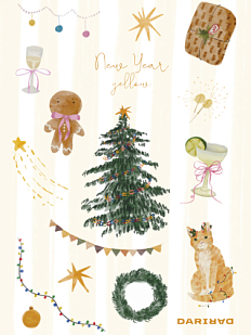 Стикерпак на Новый год «New Year yellow», А5