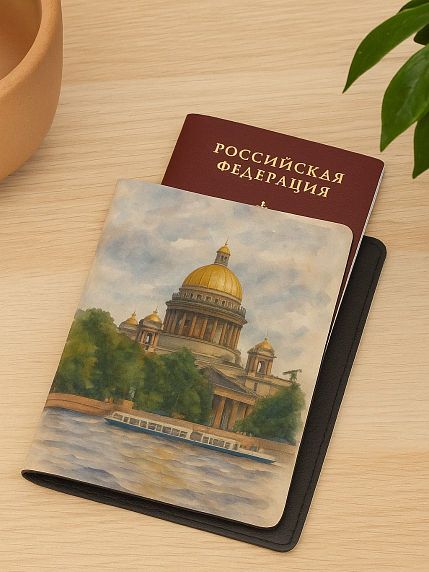 Обложка на паспорт «Вид на Исаакиевский собор с воды», искусственная кожа, фото 2.