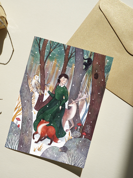 Открытка Анна Спешилова «Танцы в снегу», односторонняя, фото 1.