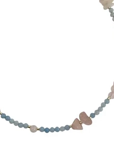 Чокер Аквамарин ручной работы с розовым кварцем