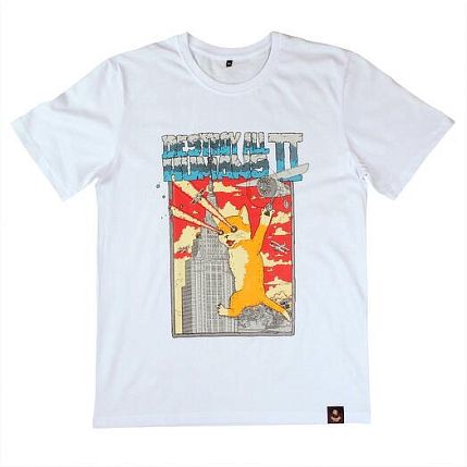 Футболка «Кэтзилла», XL белый, муж., фото 1.