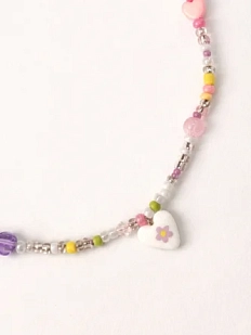 Чокер ручной работы Радость Рядом «Сиреневый цветочек в сердечке», полимерная глина, бисер