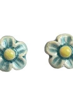 Серёжки-гвоздики КерамЕлКа «Цветочки», керамика, зелёные