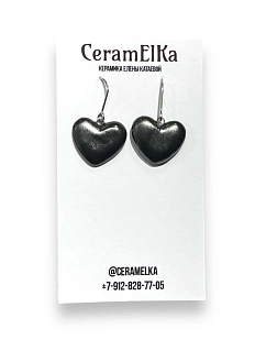 Серьги КерамЕлКа «Сердца металлик», керамика