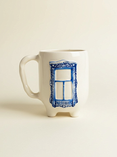 Кружка ручной работы на ножках Быкова керамика «Окно с синими ставнями» № 2,  керамика, 250 мл
