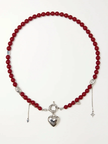 Колье ручной работы «Burgundy», рубеллит, родированная латунь, фото 2.