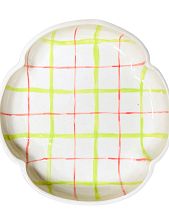 Тарелка ручной работы «Красно-зелёная клетка», керамика, 15 см