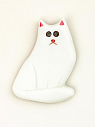 Брошь ручной работы «Белый кот», превью фото 1