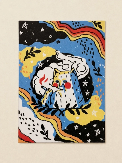 Магнит ШКЯ «Котик с сижкой», 8,5 х 6 см, фото 1.