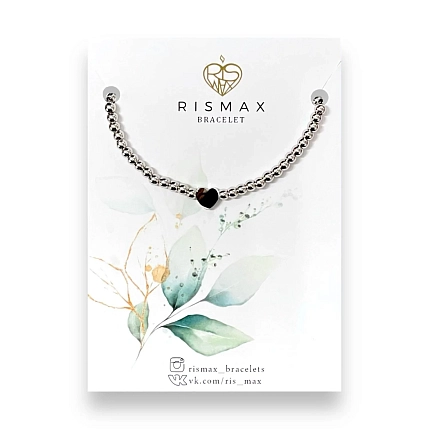 Браслет ручной работы РисМакс с cердцем, нержавеющая сталь, фото 1.