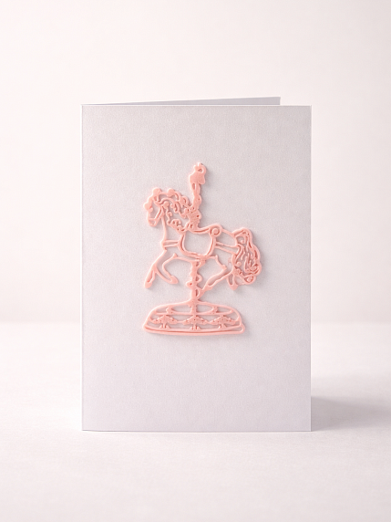 Открывающаяся открытка DARI DARI «Лошадка» с фигурным элементом, розовая, фото 1.