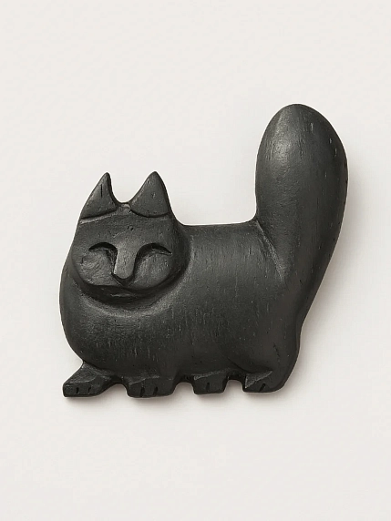 Брошь «Кот мини», чёрный, фото 1.