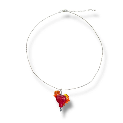 Чокер с подвеской Бур.Мур «Петушок», родированная латунь, муранское стекло, фото 2.