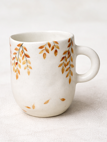 Кружка ручной работы Верба керамика «Осенние листья», круглая, керамика, 400 мл, фото 1.