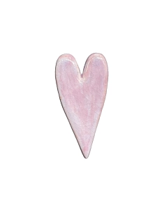 Брошь ручной работы КерамЕлКа «Длинное сердце», светло-розовая, керамика
