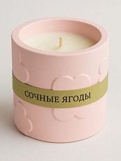 Соевая свеча «Цветочки» в стакане с ароматом сочных ягод, гипс