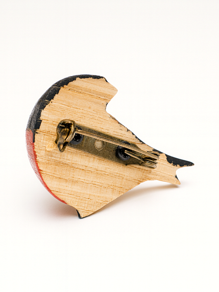 Брошь ручной работы «Дальневосточный снегирь», дерево, фото 2.