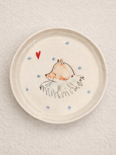 Тарелка ручной работы НАДО ЖЕ с росписью «Лис в жабо», белая, керамика, 14 см