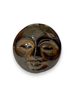 Кольцо ручной работы КерамЕлКа «Лицо», шоколадное, керамика