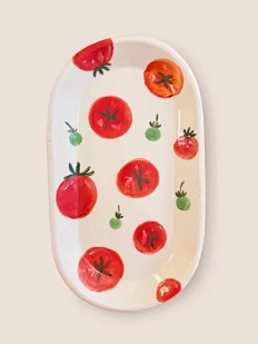 Тарелка ручной работы Йеллоускуп «Овощи», керамика, 23 см