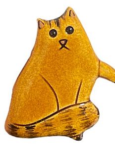 Брошь ручной работы «Коричневый кот»