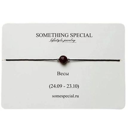 Браслет Something Special «Весы» с яшмой на черной нити, фото 1.