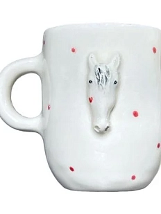 Кружка ручной работы Мария Гордеева Лошадка, белая с точками, керамика, 350 мл