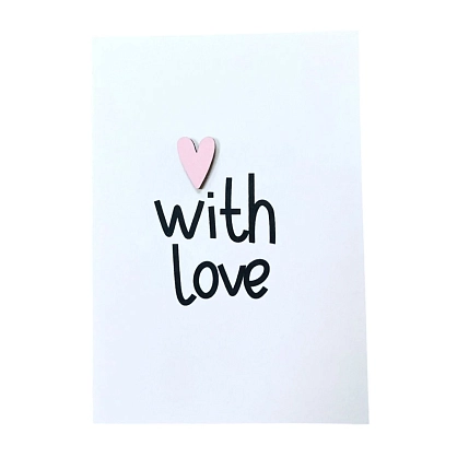 Открытка ВОЕ с деревянными элементами «With love», открывающаяся, фото 1.