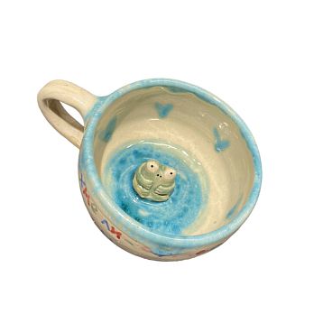 Кружка ручной работы с надписью и фигуркой внутри, керамика, 350 мл, фото 3.