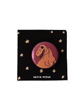 Закатной значок с динозавром «Тиранозавр», розовый, металл, 25 мм