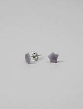 Серёжки-гвоздики КерамЕлКа «Маленькие звёздочки», фиолетовые, фарфор