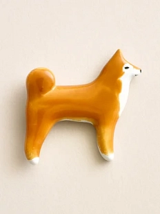 Брошь ручной работы Екатерина Юдо «Сиба-ину», рыжая, керамика