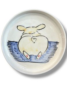 Тарелка ручной работы с бортиком Попа корги, керамика, 13-14 см