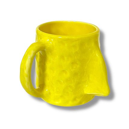 Кружка ручной работы NF ceramics «Нос», жёлтая, 400 мл, фото 4.