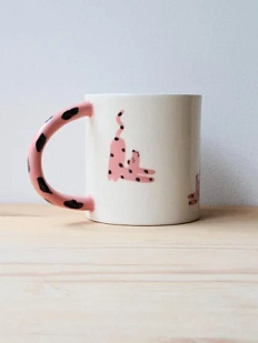 Кружка ручной работы Ладан керамика «Леопард на чилле», полуфарфор, 450 мл