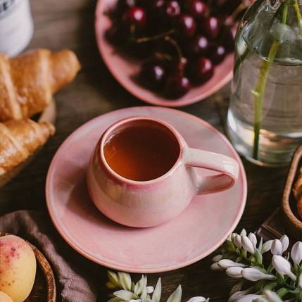 Блюдце круглое ручной работы VELES «Рассвет над Имладрис», фарфор, 16 см, фото 4.