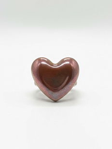 Кольцо ручной работы «Сердечко», металлик, керамика