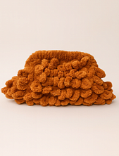 Косметичка вязаная ручной работы, светло-оранжевая