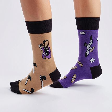 Носки «Так появился Раскольников», р-р 42-46, фиолетово-коричневые, фото 1.