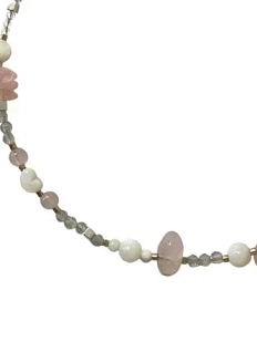 Чокер ручной работы из розового кварца, перламутра, лабрадора и гематита