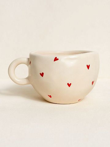 Кружка ручной работы Керамур «Сердечки», керамика, 180 мл, фото 1.