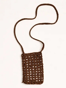 Сумка для телефона вязаная, коричневая