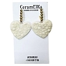Серьги КерамЕлКа «Сердечки», фарфор, перламутровые белые, превью фото 1