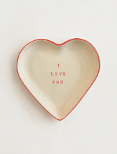 Тарелка ручной работы в форме сердечка «I love you», керамика, 14см