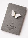 Брошь ручной работы Bulygin «Бабочка», фарфор, бело-золотистая, превью фото 2