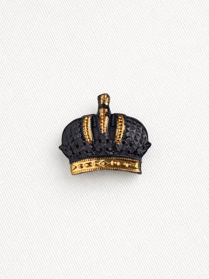 Брошь ручной работы Bulygin «Корона», фарфор, чёрно-золотистая, фото 2.