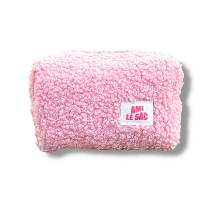 Косметичка ручной работы АМИ (Ami lé sac) «Bebesss», розовая, барашек, фото 1.
