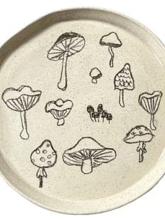 Тарелка ручной работы «Грибочки» , керамика, 15 см
