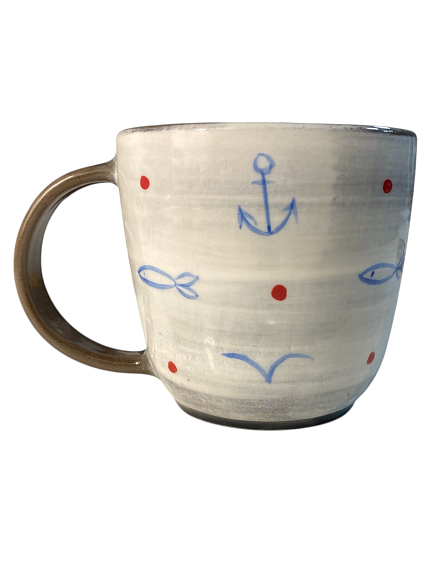 Кружка ручной работы с росписью Лис в свитере и тигрёнок, керамика, 450 мл, фото 2.